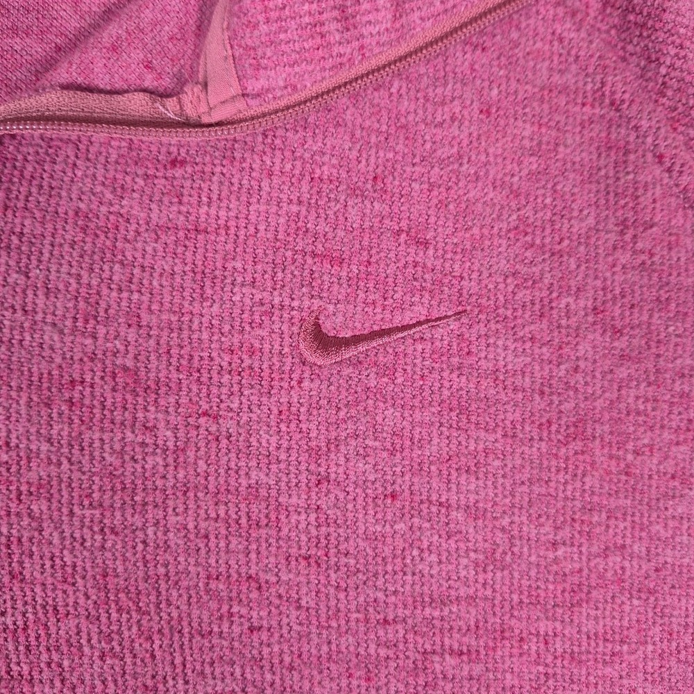 Nike Quarter Zip Pullover Womens XL Pink Waffle Knit Swoosh Long Sleeve - Picture 2 of 7